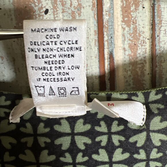 Studio M Baby Doll Style Women’s M Black And Green Floral/Hearts Pattern EUC - Picture 7 of 8